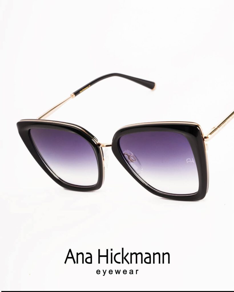 Ana Hickmann — Carrée noire & dorée, verres dégradés