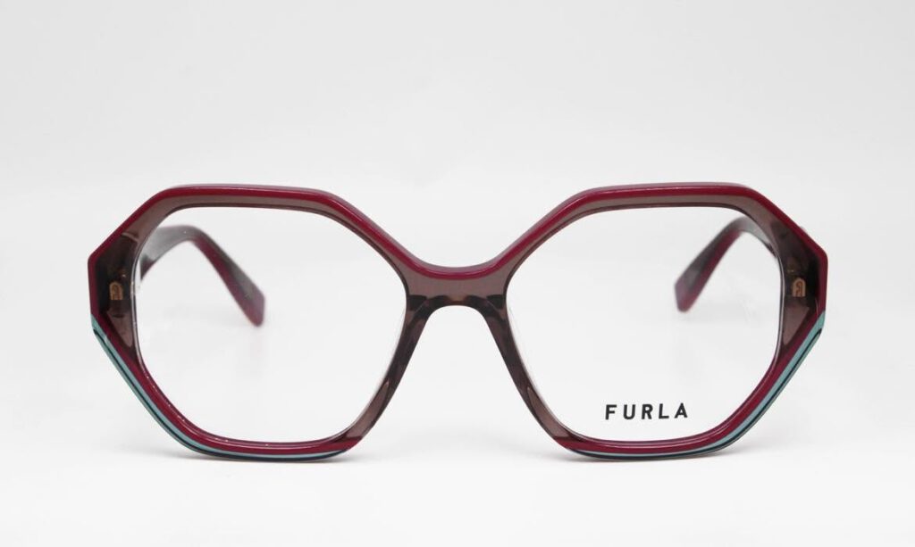 FURLA — Hexagonale bordeaux & turquoise