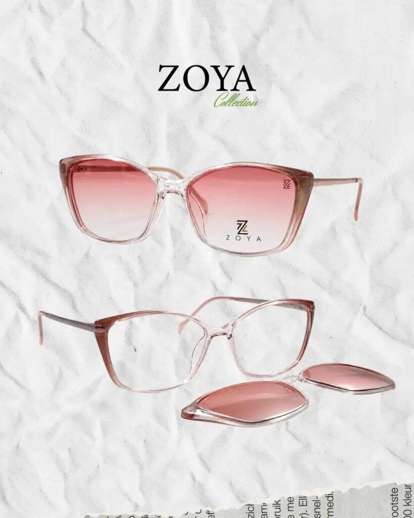 ZOYA — Monture rosée & clip solaire