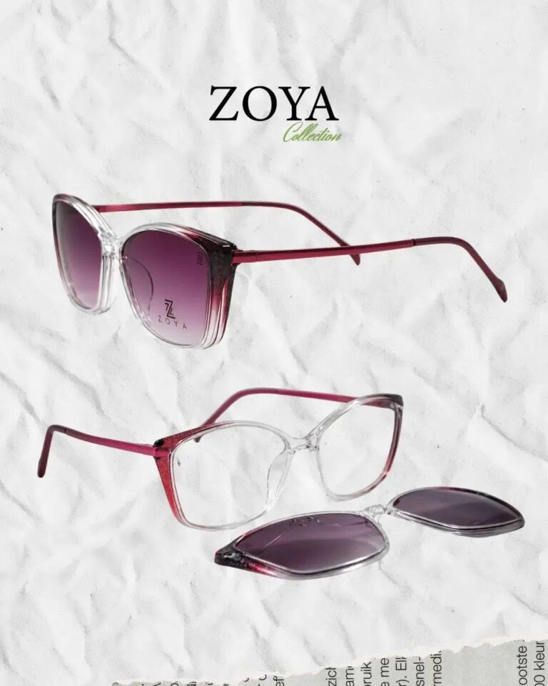 ZOYA — Monture violette & clip solaire